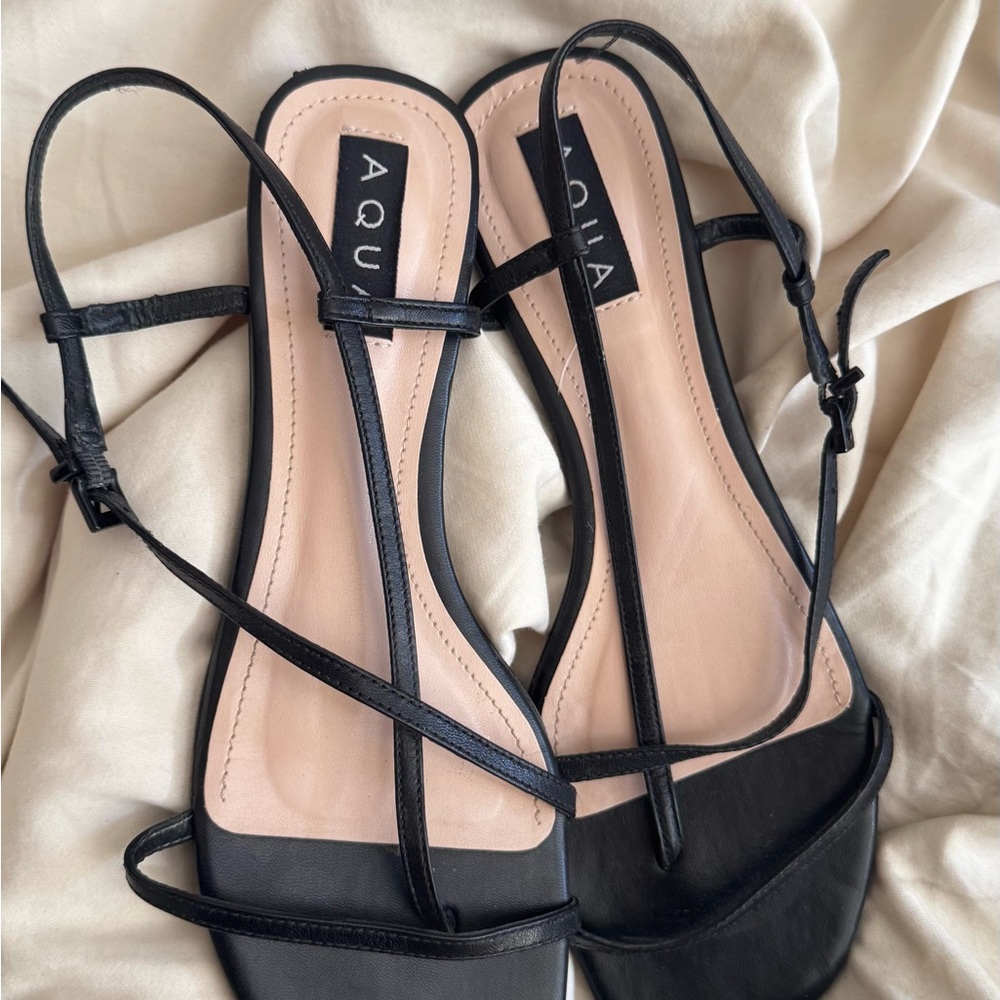 Aqua Elegant Black Strappy Sandals
